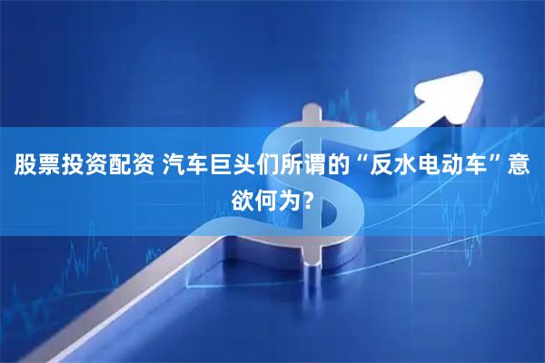 股票投资配资 汽车巨头们所谓的“反水电动车”意欲何为？